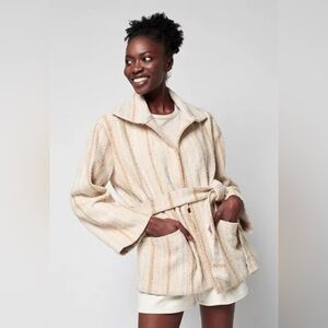 Faherty June Lake Belted Jacket Sand Dune‎ Brown Size Small with Front Pockets
